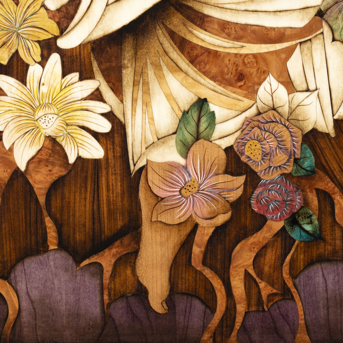 Tranh Khảm Gỗ Thiếu Nữ Bên Rừng Hoa 5