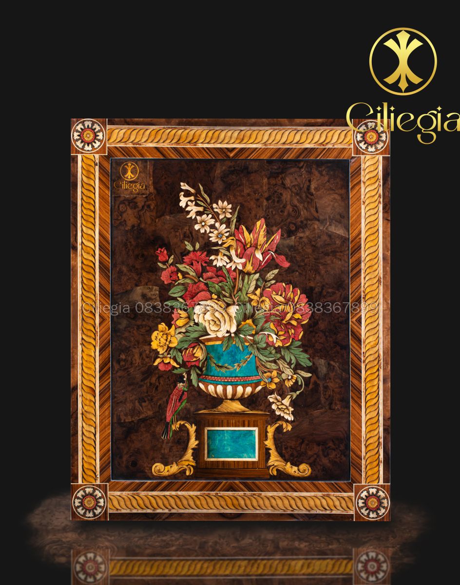 Tranh Khảm Gỗ Ngàn Hoa 02 (Xanh lam)